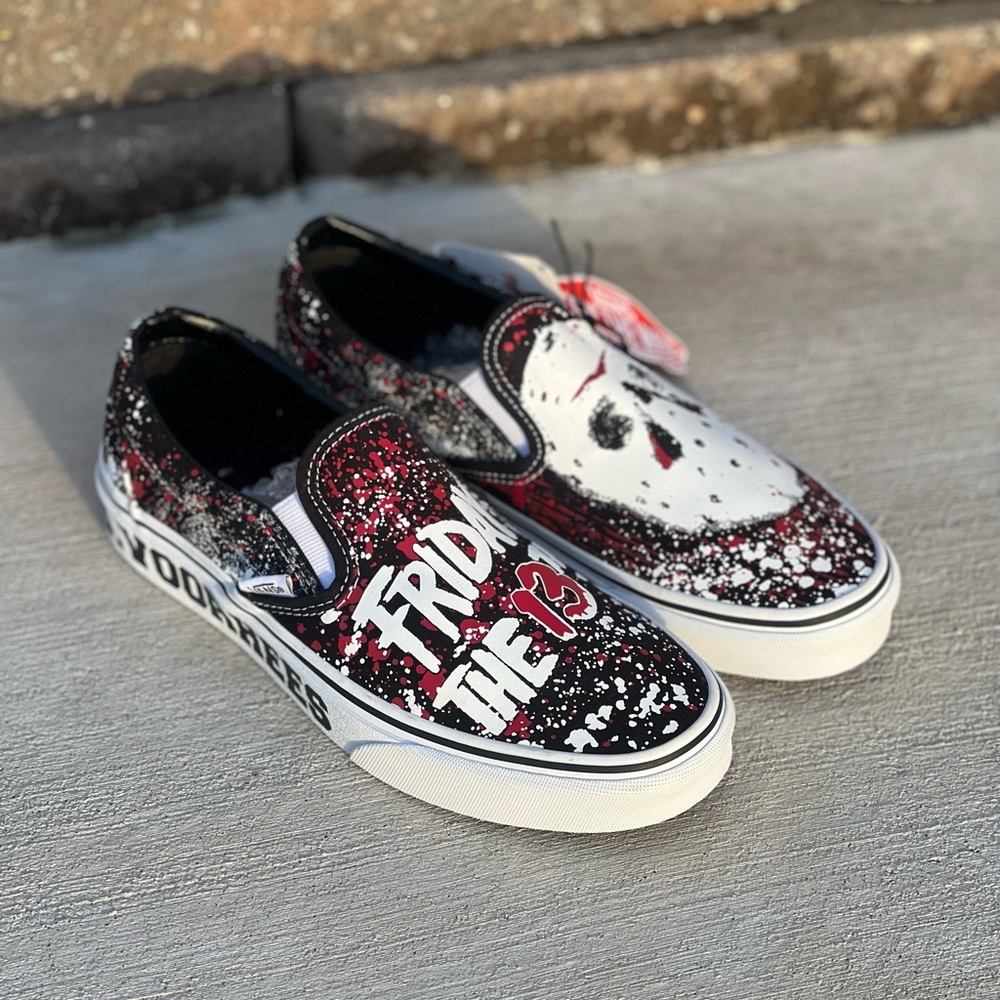 Vans Black and Red Friday the 13th Sneakers